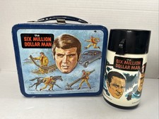 Vintage Six Million Dollar Man Metal Lunchbox Thermos 1974 Aladdin Industries