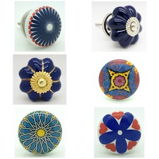 Blue Ceramic Door Knobs