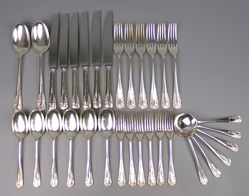 Silver plated cutlery set 6 - silver,