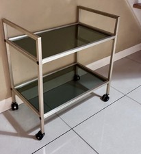 Vintage Mid Century Modern Chrome & Glass Drinks Trolley. #27