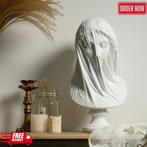 Veiled lady bust statue - statue, greek