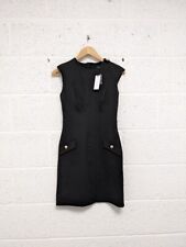 Karen Millen Ponte Structured Mini Dress Black Work Smart Size S - New