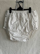  White PVC Snap On Adult Plastic Pants Size 2XL  Max Waist 46” Inch 