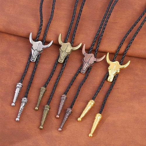 Men western bolo tie bull - men's,