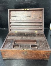 Unusual Antique Large Hardwood Anglo Indian Travelling Writing Storage Box