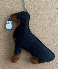 DOBERMAN with CHRISTMAS SNOWMAN - Part needle felted DOG