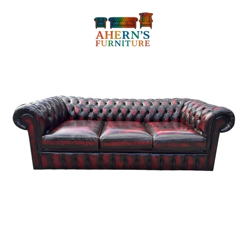 Oxblood leather chesterfield - oxblood,