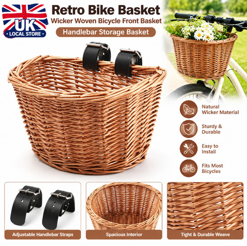 Woven rattan bicycle basket - woven,