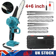 4+6'' Cordless Electric Chainsaw Handheld Saw Wood Cutter For Makita 18V Battery