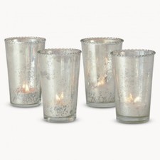 Bead Top Mercury Glass Candle Votive/Holder