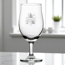 Personalised Engraved Any Initial Draft Stemmed Half Pint Beer 10oz (28cl)