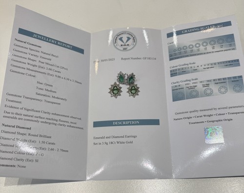 18ct white gold emerald - gold, and