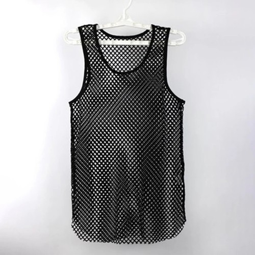 Mens string cotton vest mesh - cotton,