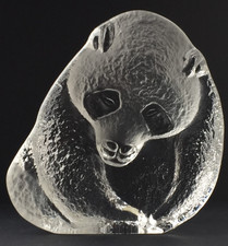 Matts Jonasson Panda Large Glass Paperweight - Kosta Boda Sweden Model No 93068