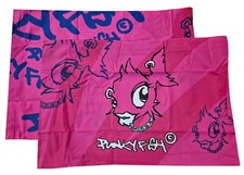 PILLOWCASE PAIR PUNKY FISH URBAN NAVY BLUE CERISE PINK TATTOO CHAIN HOUSEWIFE