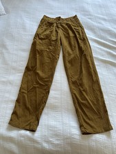 Sessun Golden Tan Brown Needlecord Pleat Front Trousers UK Size 8 Cotton 31L 