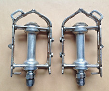Early 70's Campagnolo Record Quill Pedals, Toe Strap Loop/guide Steel Dust Caps