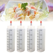 4x 250ml Plastic Squeeze Squeezy Sauce Bottles Dispenser With Scale kitchen Tool