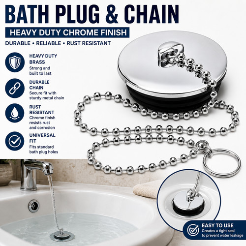 Chrome brass bath plug - chrome,