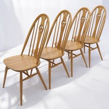 4 Ercol Windsor Swan Bow Back Dining Chairs Light Finish FREE UK Delivery