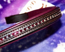 FSS Crystal Bling DARK BURGUNDY RED WINE Padded Browband Custom Made Sparkle NEW