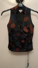 Karen Millen oriental corset Style top Size 8- Lined Brocade lace up detail RARE