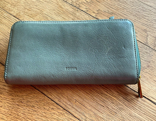 Fossil blue leather zip - blue, zip-around