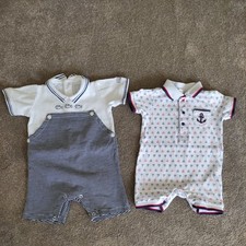 2 BABY BOYS ROMPER SUITS SIZE 6 MTHS MINTINI BABY & EMILE ET ROSE Excellent 