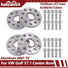 4x 15mm 20mm 5x112/ 5X100 Wheel Spacers For VW Golf 57.1 Center Bore & 20 Bolts