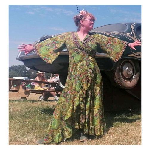 Long wrap dress green - green, l