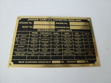 Jaguar XK120/140 Brass Chassis Plate