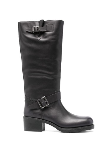 Ash black leather biker boots - ash,