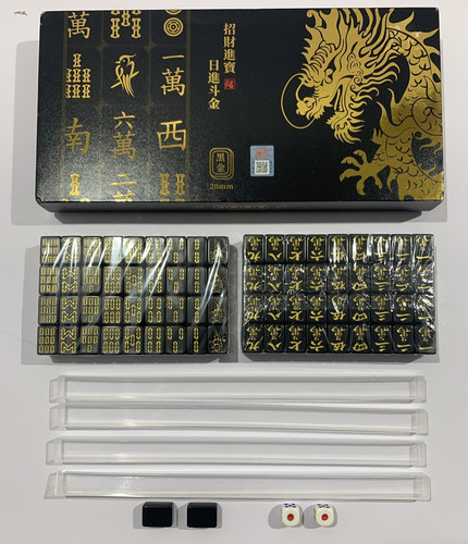 Premium black gold mahjong set - mahjong,