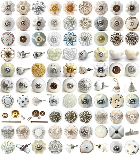 White cream ceramic knobs