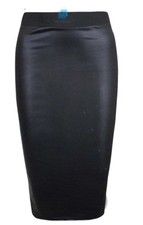 WOMENS WET LOOK PENCIL SKIRT
