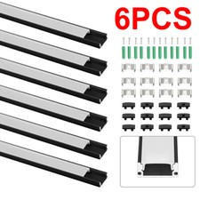 6 pack LED Aluminium Channel Profile 3.3ft Extrusion Diffuser Strip Lights Cover