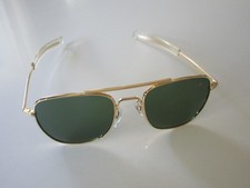 MEN'S AVIATOR AMERICAN OPTICAL U.S.A STYLE SUNGLASSES NEW GOLD FRAME GREEN LENS