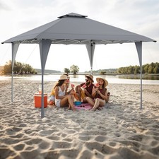 Outdoor Easy Setup Gazebo 395 x 395 cm Pop up Canopy Tent-Grey