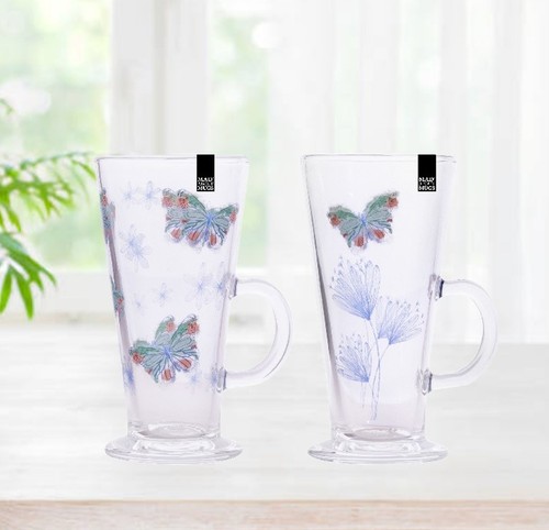 Butterfly latte glasses tall - 2,