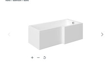 Cooke & Lewis Solar Acrylic L-Shaped Right-handed Shower Bath L1700 W850mm