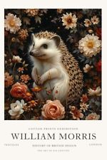 William Morris Vintage Hedgehog Flowers Cotton Prints Exhibition Wall Art Poster