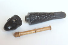 Rare Antique Carved Fish Shaped Sewing Needle Case Horn Old Vintage Carp