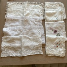 Nine Vintage Lace Edged Ladies Handkerchiefs In Great Condition.