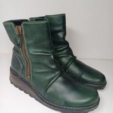 FLY Longon Green Leather Boots Size 40 EU 6.5 Uk