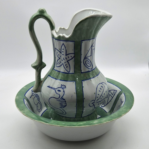 Vintage ceramic wash pitcher - pitcher, &