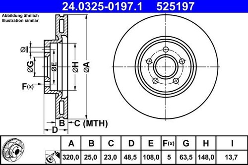 Brake disc ate 0325 0197 - ate, 24.0325-0197.1