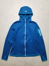 ORTOVOX Merino Wool Blue Full Zip Hooded Fleece Hiking Track Jacket Women's Sz M