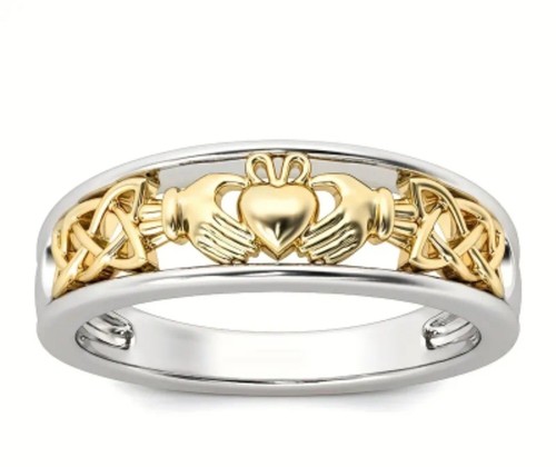 Gold silver tone - silver, claddagh