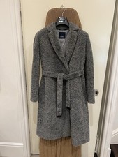 S Max Mara Women’s Grey Faux Fur Teddy Winter Coat With Belt; UK Size 6