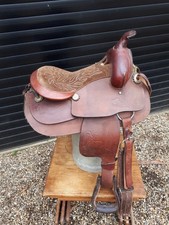 Beautiful Vintage Western Premium leather Trail Horse Riding Saddle - BRONCO